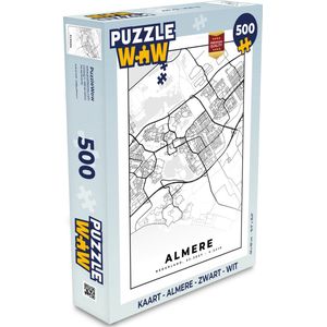 Puzzel Kaart - Almere - Zwart - Wit - Legpuzzel - Puzzel 500 stukjes