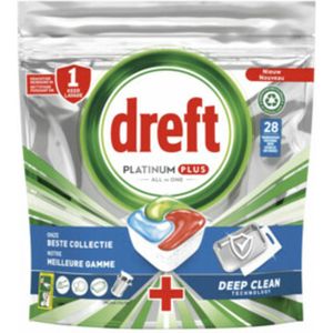 Dreft Platinum Plus All In One Vaatwastabletten Deep Clean 25 stuks