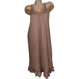 Dames nachthemd mouwloos met v hals Onesize S-L taupe