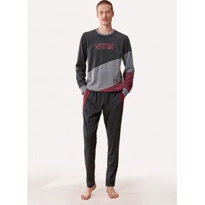 Feyza - Pyjama Set Voor Heren, Lange Mouwen, Grijs - S