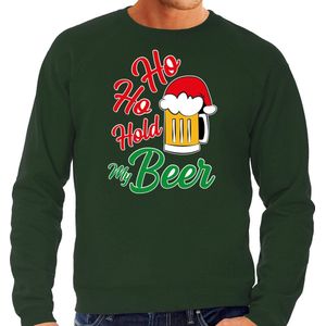 Grote maten Ho ho hold my beer foute Kerstsweater / Kerst trui groen voor heren - Kerstkleding / Christmas outfit XXXL