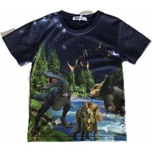 S&C Dinosaurus  Shirt  -  Triceratops - H206 -  Donkerblauw  -  Maat 146/152 (12 jaar)