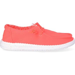 HEYDUDE - Wendy Stretch Canvas Dames Instappers Fiery Coral - Maat 37