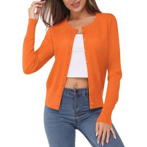 Lichtgewicht Cardigan Dames met Lange Mouwen en Ronde Hals - Casual en Zacht Gebreide Truien
