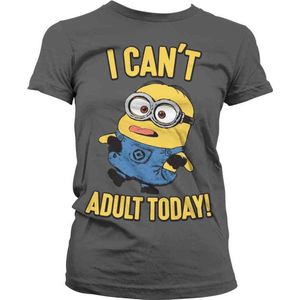 Minions Dames Tshirt -2XL- I Can't Adult Today Grijs