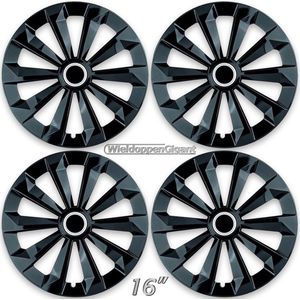 Wieldoppen set FLAME-BK 16 inch in glanzend zwart + chroom ring. Set a 4 stuks (CONTROLEER UW BANDENMAAT en lees a.u.b. de onderstaande, uitgebreide tekst!)