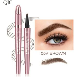 Wenkbrauwpotlood Waterproof - Brown - Bruin - 48 uur Lang - Haarachtige Kleur-effect - Precisie Micro-inktpen - Eyebrow Pen - Professionele Wenkbrauwmake-up Pen met 4 Split heads - Totale controle