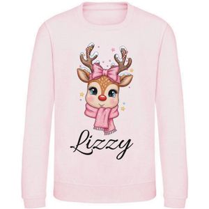 Kersttrui met Naam – Roze –Maat 62– Gepersonaliseerde Kersttrui met Leuke Print Rendier – Livingstickers