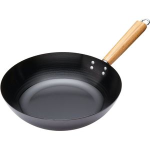 Kitchencraft Wokpan 30 Cm Staal/hout Zwart/naturel