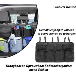 Draagbaar en Opvouwbaar Kofferbakorganizer met 8 Vakken