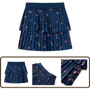 Kinderrokje - 116 - Marineblauw - Regenboogprint Kinderrokje - Meisjesrokje - Regenboogprint - Polyester - Kindermode