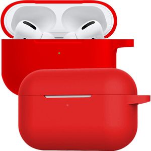 Case Geschikt voor Airpods Pro Hoesje Siliconen Hoes Cover - Hoes Geschikt voor Apple Airpods Pro Case Siliconen - Rood