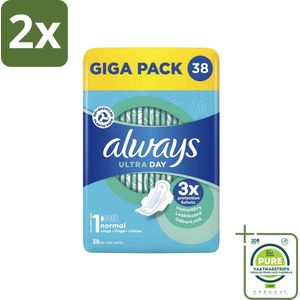 Always Ultra Day - Maandverband - Maat 1 - Normal - Giga Pack - 38 Pads - Voordeelverpakking - 2 stuks - Maandverband - Menstruatie