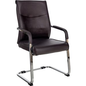 CLP Hobart Eetkamerstoel - Bezoekersstoel - Met armleuning - Verchroomd frame - bruin Kunstleer