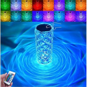 Verstelbare Kleurenlamp • Oplaadbaar • 16 Kleuren • Tafellamp • Kristallamp • Kristal • Designer lamp • Lamp met afstandbediening