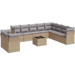 vidaXL-11-delige-Tuinset-met-kussens-poly-rattan-beige