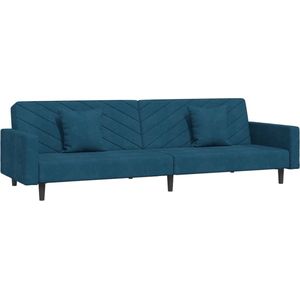 vidaXL - Slaapbank - 2-zits - met - 2 - kussens - fluweel - blauw