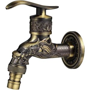 Vintage kraan - antieke kraan - muur kraan - kraan tuin - 10,5 * 10,8 * 7,3 cm - zinklegering - brons - kraan draak gesneden - voor thuis, keuken, badkamer, outdoor, tuin