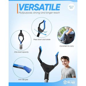 Kindervuilnistang 26"" aluminium vuilnistang, roterende vuilnisgrijper, antislip rubberen grijper, opvouwbare vuilnistang voor kinderen, lange grijparm, grijphulp voor mensen met een handicap