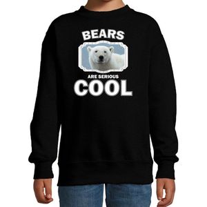 Dieren ijsberen sweater zwart kinderen - bears are serious cool trui jongens/ meisjes - cadeau witte ijsbeer/ ijsberen liefhebber - kinderkleding / kleding 110/116