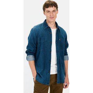 camel active Langarm overhemd in regular fit van katoen - Maat menswear-XXL - Nachtblauw