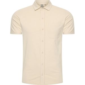 Mario Russo Korte Mouwen Overhemd - Overhemd heren - Polo Shirt Heren - t shirt heren - 3XL - Beige
