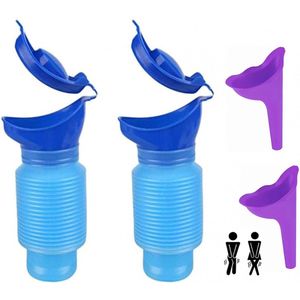 Nood Toilet - Camping Toilet - Blauw - Herbruikbaar - 750 ml - Unisex - 2 stuks