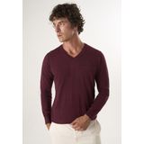 Felix Hardy - Classic V-Neck Knit Sweater - Bordeaux - 100% Katoen - Heren