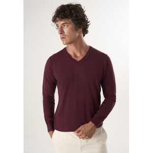 Felix Hardy - Classic V-Neck Knit Sweater - Bordeaux - 100% Katoen - Heren