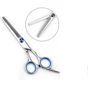 New Age Devi - Professionele uitdunschaar - Effileerschaar voor rechtshandige kappers - RVS - Blauw - Ergonomisch ontwerp