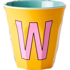 Rice melamine mok medium 9 cm apricot met letters W