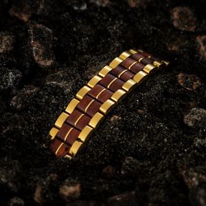 Woody Houten Armband Heren – Milieuvriendelijke Sieraden - Houten Sieraden – Goud – 21mm