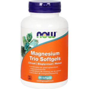 Now Foods - Magnesium Trio Softgels - Magnesium Citraat / Bisglycinaat / Malaat - 90 tabletten