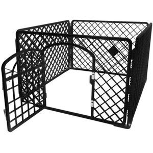 Hondenbench - Hondenren - Puppyren Hondenhok - Kooi - Puppykooi - Veiligheidshek hond - Veiligheidshek puppy met poortje - Opvouwbaar & transporteerbaar - Draadkooi hond - Hondenhok binnen - Puppy veilig houden - 90 x 90 x 60 cm