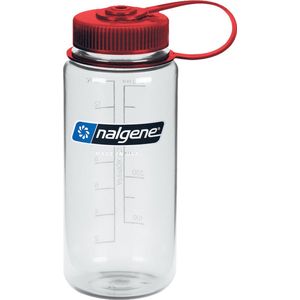 Nalgene Wide-Mouth Bottle - drinkfles - 16oz - BPA free - SUSTAIN - Clear / Red Cap