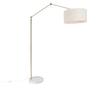 QAZQA editor stof - Design Vloerlamp | Staande Lamp met kap - 1 lichts - H 190.8 cm - Goud/messing - Woonkamer | Slaapkamer