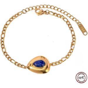 Soraro Lapis Lazuli Edelsteen Armband | Blauw Edelsteen | 18K Goldplated | Goud | Vrouwen Sieraden | Dames Armband | Vrouwen Armband