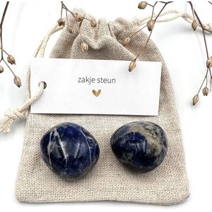 Zakje Steun - Sodaliet gepolijst -edelstenen set-cadeau man vrouw-troostcadeau-verzachtend-steuntje in de rug-verdriet-verwerking-geschenkzakje