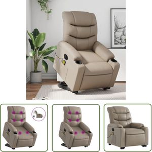 vidaXL Massagerstoel - Sta-op Massagestoel - Sta-op-massagestoel elektrisch kunstleer cappuccinokleurig - Ergonomische Stoel - Fauteuil - Relaxstoel