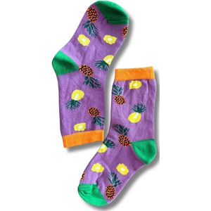 Kindersokken met ananasmotief - Maat 7-9 - Grappige Sok
