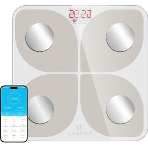 Bluetooth impedantie hoge precisie personenweegschaal met 13 lichaamsmaten app voor Android en iOS - capaciteit 180 kg/400 kg - 28 x 28 cm.