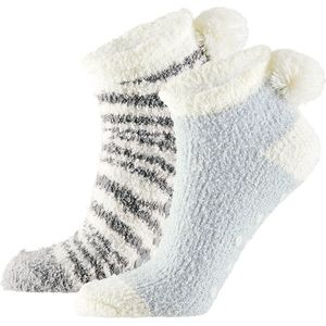 Apollo - Lage bedsokken - Bedsokken dames - Grijs-Zwart - One Size - Slaapsokken - Warme sokken dames - Winter sokken - Fluffy sokken