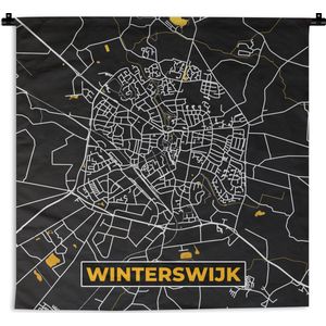 Wandkleed - Wanddoek - Winterswijk - Plattegrond - Stadskaart - Black and Gold - Kaart - 60x60 cm - Wandtapijt