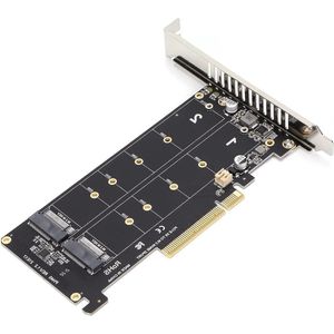 M.2 NVME Naar SATA-adapter - Ondersteunt PCIE 3.0 en PCIE 4.0 - 2 Uitbreidingskaarten - 2x32Gbps PCIE X8 Adapterkaart - Uitbreidingskaart (ph45)