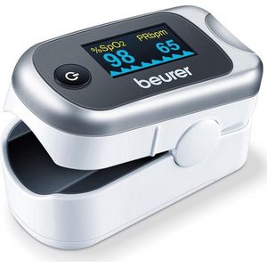 Beurer PO 40 Saturatiemeter - Pulse oximeter - Zuurstofmeter vinger - Hartslag - Perfusie-index - Medisch gecertificeerd - Incl. batterijen - 5 Jaar garantie - Wit
