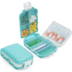 Draagbare pillendoos met 3 laags ontwerp en 8 compartimenten - Ideaal voor vitamines en medicijnen