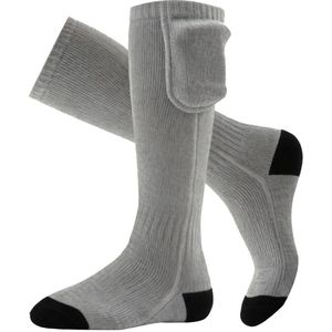 Verwarmde Sokken - Elektrische Sokken - Elektrisch verwarmde sokken - warme wintersokken - op batterijen - warm en koudbestendig - unisex - geschikt voor buitenactiviteiten zoals fietsen, kamperen en wandelen - 38 cm lang - 1 paar - grijs