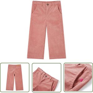 vidaXL Meisjesbroek - Kinderbroek - Kinderbroek 92 ribfluweel oudroze - Roze Broek - Ribfluweel Broek - Babybroek