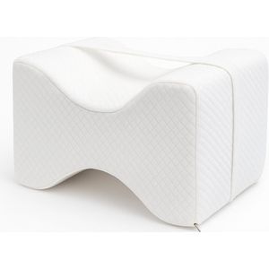 Sleeptight Kniekussen voor in Bed - Zijslaapkussen - Beenkussen met Band - Kniekussens - Pijnverlichtend Orthopedisch Kniekussen - Wit- 25 cm