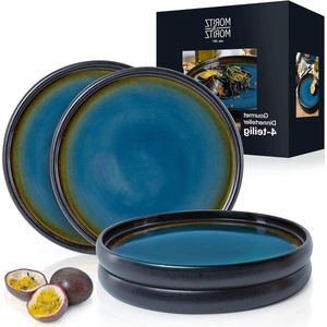 Solid 4 x platte borden 26 cm - aardewerk borden set - serviesset om te serveren borden set